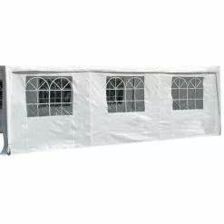 DEGAMO Seitenplane Für Partyzelt, Länge 6 Meter, PVC Weiß Mit Fenstern