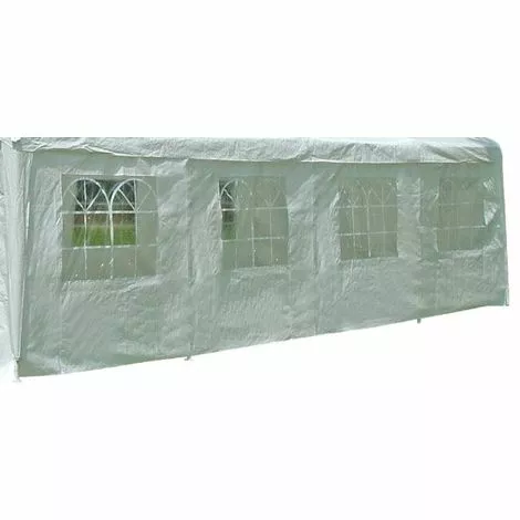 DEGAMO Seitenplane Für Partyzelt, Länge 8 Meter, PVC Weiß Mit Fenstern 1 DEGAMO Seitenplane Für Partyzelt, Länge 8 Meter, PVC Weiß Mit Fenstern