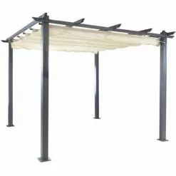 DEMA Alu Pergola Garten Pavillon Sonnenschutz Überdachung Freiburg Ecru Sonnendach