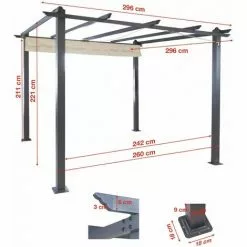 DEMA Alu Pergola Garten Pavillon Sonnenschutz Überdachung Freiburg Ecru Sonnendach -Günstiges Partyzelte, Pergolas & Pavillons Geschäft 12201375 3