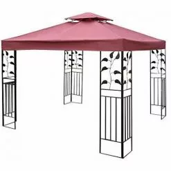 COSTWAY Pavilliondach Ersatzdach Pavillonplane Dachabzug Kaminabzug Dachplane Fuer Pavillon 3x3M Weinrot