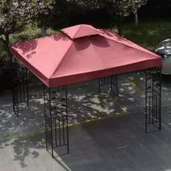 COSTWAY Pavilliondach Ersatzdach Pavillonplane Dachabzug Kaminabzug Dachplane Fuer Pavillon 3x3M Weinrot -Günstiges Partyzelte, Pergolas & Pavillons Geschäft 12499521 3