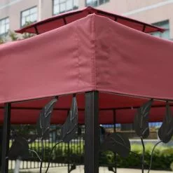 COSTWAY Pavilliondach Ersatzdach Pavillonplane Dachabzug Kaminabzug Dachplane Fuer Pavillon 3x3M Weinrot -Günstiges Partyzelte, Pergolas & Pavillons Geschäft 12499521 4