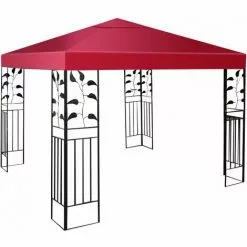 COSTWAY Pavilliondach Ersatzdach Pavillonplane Kaminabzug Dachabzug Weinrot -Günstiges Partyzelte, Pergolas & Pavillons Geschäft 12499527 4