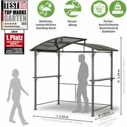 Leco Profi-Grillpavillon Anthrazit 150 X 245 X 233 Cm (L X B X H) -Günstiges Partyzelte, Pergolas & Pavillons Geschäft 12566977 3