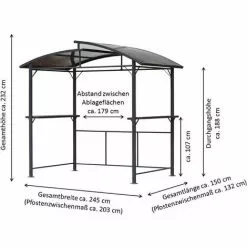 Leco Profi-Grillpavillon Anthrazit 150 X 245 X 233 Cm (L X B X H) -Günstiges Partyzelte, Pergolas & Pavillons Geschäft 12566977 5