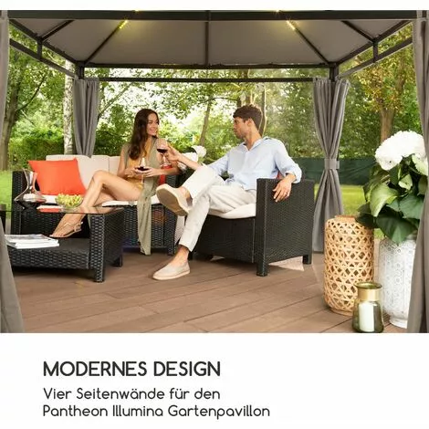 Blumfeldt Pantheon Illumina Pavillon-Seitenwände 4 Stück 140g/m² Polyester Grau 2 Blumfeldt Pantheon Illumina Pavillon-Seitenwände 4 Stück 140g/m² Polyester Grau – Bild 2