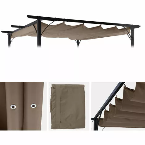 Ersatzbezug 320x250cm Für Dach Pergola Pavillon HHG-357 3x3m ~ Taupe-braun 2 Ersatzbezug 320x250cm Für Dach Pergola Pavillon HHG-357 3x3m ~ Taupe-braun – Bild 2