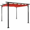 Pergola HHG-116, Garten Pavillon, Stabiles 6cm-Gestell + Schiebedach ~ 3x3m Terrakotta