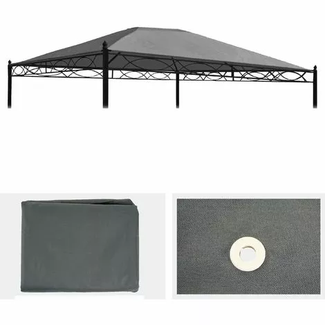 HHG Ersatzbezug Für Dach Pergola Pavillon Calpe 4x3m ~ Grau 1 HHG Ersatzbezug Für Dach Pergola Pavillon Calpe 4x3m ~ Grau