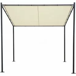Pergola HHG-412, Anbaupergola Garten Pavillon Terrassenüberdachung Sonnenschutz, 3x3m ~ Creme -Günstiges Partyzelte, Pergolas & Pavillons Geschäft 17795379 3