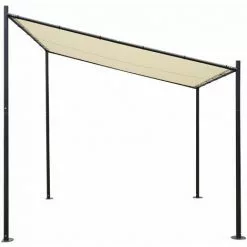 Pergola HHG-412, Anbaupergola Garten Pavillon Terrassenüberdachung Sonnenschutz, 3x3m ~ Creme -Günstiges Partyzelte, Pergolas & Pavillons Geschäft 17795379 4
