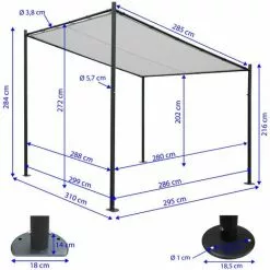 Pergola HHG-412, Anbaupergola Garten Pavillon Terrassenüberdachung Sonnenschutz, 3x3m ~ Creme -Günstiges Partyzelte, Pergolas & Pavillons Geschäft 17795379 5