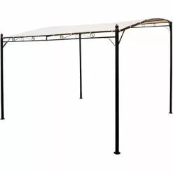 DEGAMO MANTOVA-XL: Anbaupavillon 3x3 Meter, Stahlgestell Dunkel, Plane PVC-beschichtetes Polyester écru, Wasserdicht