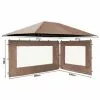 Quick-Star Set Ersatzdach Und 2 Seitenteile Für Garten Pavillon 3x4m Taupe RAL 7006 Antik Pavillondach Ersatzbezug Seitenwände