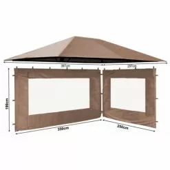 Quick-Star Set Ersatzdach Und 2 Seitenteile Für Garten Pavillon 3x4m Taupe RAL 7006 Antik Pavillondach Ersatzbezug Seitenwände