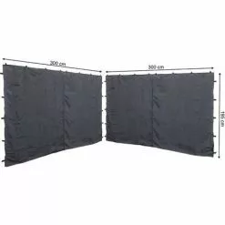 Quick-Star 2 Seitenteile Mit RV 300x195cm Für Rank Pavillon 3x3m Seitenwand Anthrazit RAL 7012