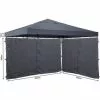 Quick-Star Set Ersatzdach Und 2 Seitenteile Für Pavillon 3x3m Grau RAL 7012 Pavillondach Ersatzbezug Seitenwand Mit Reißverschluss