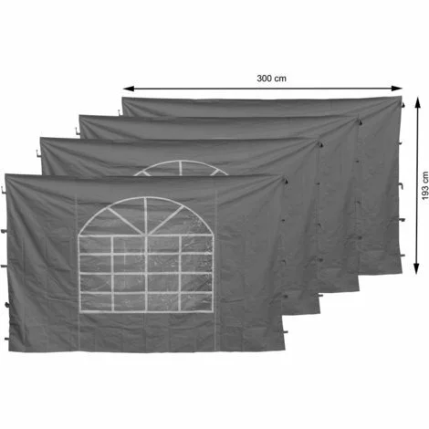 Quick-Star 4 Seitenteile Mit PVC Fenster 300x195cm Für Pavillon Sahara 3x3m Seitenwand Grau 1 Quick-Star 4 Seitenteile Mit PVC Fenster 300x195cm Für Pavillon Sahara 3x3m Seitenwand Grau