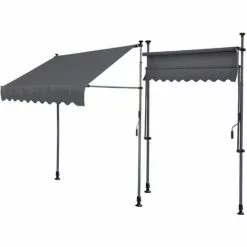 Quick-Star 2 Stück Klemmmarkise 250x130cm GRAU Balkonmarkise Sonnenschutz Terrassenüberdachung Höhenverstellbar Von 200-290cm Markise Balkon Ohne Bohren -Günstiges Partyzelte, Pergolas & Pavillons Geschäft 18132173 4
