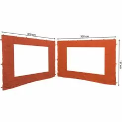 Quick-Star 2 Seitenteile Für Blätter Pavillon 3x3m Seitenwand Terra / Rotorange RAL 2001