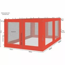 Quick-Star 4 Seitenteile Mit Moskitonetz Für Blätter Pavillon 3x3m Seitenwand Terra / Rotorange RAL 2001