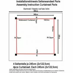 Quick-Star 4 Seitenteile Für Pavillon Paris 3x3m Seitenwand Platingrau -Günstiges Partyzelte, Pergolas & Pavillons Geschäft 18132215 4
