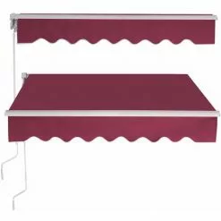 COSTWAY 2,5 X 2 M Gelenkarmmarkise Sonnenmarkise Balkonmarkise Terrassenmarkise Mit Aluminiumrahmen Und -kurbel, Klemmmarkise Fuer Balkon Und Veranda Weinrot -Günstiges Partyzelte, Pergolas & Pavillons Geschäft 18212523 4
