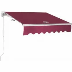 COSTWAY 2,5 X 2 M Gelenkarmmarkise Sonnenmarkise Balkonmarkise Terrassenmarkise Mit Aluminiumrahmen Und -kurbel, Klemmmarkise Fuer Balkon Und Veranda Weinrot -Günstiges Partyzelte, Pergolas & Pavillons Geschäft 18212523 5