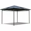 Quick-Star Metall Garten Hardtop Pavillon 3x3m Doppelstegplatten Polycarbonat Dach Partyzelt Pergola