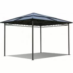 Quick-Star Metall Garten Hardtop Pavillon 3x3m Doppelstegplatten Polycarbonat Dach Partyzelt Pergola
