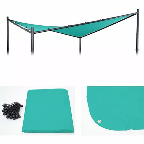 Ersatz-Bezug Für Pergola HHG-338, Sonnensegel Ersatzbezug, 4x4m Polyester ~ Türkis 2 Ersatz-Bezug Für Pergola HHG-338, Sonnensegel Ersatzbezug, 4x4m Polyester ~ Türkis – Bild 2