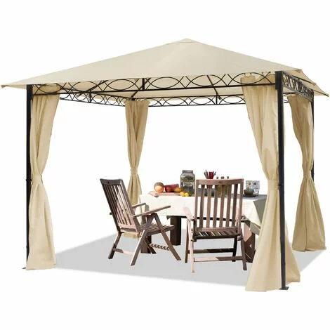 PROFIZELT24 Gartenpavillon 3x3 M Wasserdicht Pavillon Mit 4 Seitenteilen Gartenzelt Ca. 180g/m² Dachplane In Creme Partyzelt 1 PROFIZELT24 Gartenpavillon 3x3 M Wasserdicht Pavillon Mit 4 Seitenteilen Gartenzelt Ca. 180g/m² Dachplane In Creme Partyzelt