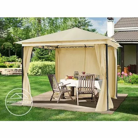PROFIZELT24 Gartenpavillon 3x3 M Wasserdicht Pavillon Mit 4 Seitenteilen Gartenzelt Ca. 180g/m² Dachplane In Creme Partyzelt 2 PROFIZELT24 Gartenpavillon 3x3 M Wasserdicht Pavillon Mit 4 Seitenteilen Gartenzelt Ca. 180g/m² Dachplane In Creme Partyzelt – Bild 2