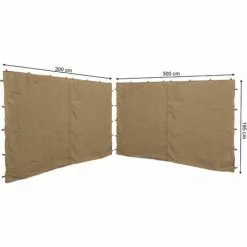 Quick-Star 2 Seitenteile Mit RV 300x195cm Für Pavillons 3x3m Seitenwand Beige RAL 1001