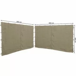 Quick-Star 2 Seitenteile Mit RV 300/400x195cm Für Pavillon 3x4m Seitenwand Beige RAL 1001