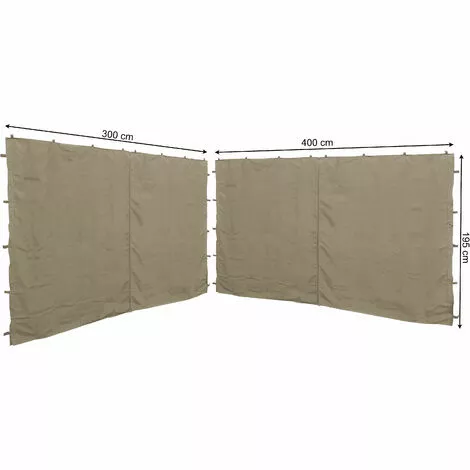 Quick-Star 2 Seitenteile Mit RV 300/400x195cm Für Pavillon 3x4m Seitenwand Beige RAL 1001 1 Quick-Star 2 Seitenteile Mit RV 300/400x195cm Für Pavillon 3x4m Seitenwand Beige RAL 1001