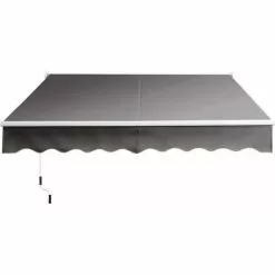 COSTWAY 3 X 2,5 M Gelenkarmmarkise Sonnenmarkise Balkonmarkise Terrassenmarkise Klemmmarkise Mit UV- Und Wasserbest?ndigem Material, Aluminiumrahmen Und -kurbel, Fuer Balkon Und Veranda Grau