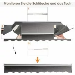 COSTWAY 3 X 2,5 M Gelenkarmmarkise Sonnenmarkise Balkonmarkise Terrassenmarkise Klemmmarkise Mit UV- Und Wasserbest?ndigem Material, Aluminiumrahmen Und -kurbel, Fuer Balkon Und Veranda Grau -Günstiges Partyzelte, Pergolas & Pavillons Geschäft 19796736 5