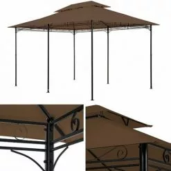 TECTAKE Luxus Garten Pavillon Emine 4x3m Mit 6 Seitenteilen - Partyzelt, Bierzelt, Festzelt -Günstiges Partyzelte, Pergolas & Pavillons Geschäft 22344829 3