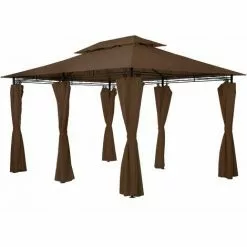 TECTAKE Luxus Garten Pavillon Emine 4x3m Mit 6 Seitenteilen - Partyzelt, Bierzelt, Festzelt -Günstiges Partyzelte, Pergolas & Pavillons Geschäft 22344829 4