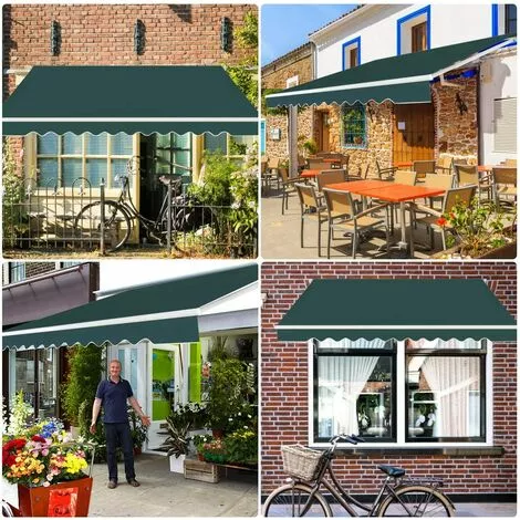 COSTWAY 360x300cm Markise Mit Kurbel, Balkonmarkise Sonnenschutz, Gelenkarmmarkise Sonnenmarkise Terrassenmarkise, Klemmmarkise Fuer Balkon Und Veranda, Gruen 2 COSTWAY 360x300cm Markise Mit Kurbel, Balkonmarkise Sonnenschutz, Gelenkarmmarkise Sonnenmarkise Terrassenmarkise, Klemmmarkise Fuer Balkon Und Veranda, Gruen – Bild 2