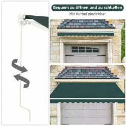 COSTWAY 360x300cm Markise Mit Kurbel, Balkonmarkise Sonnenschutz, Gelenkarmmarkise Sonnenmarkise Terrassenmarkise, Klemmmarkise Fuer Balkon Und Veranda, Gruen 7 COSTWAY 360x300cm Markise Mit Kurbel, Balkonmarkise Sonnenschutz, Gelenkarmmarkise Sonnenmarkise Terrassenmarkise, Klemmmarkise Fuer Balkon Und Veranda, Gruen -Günstiges Partyzelte, Pergolas & Pavillons Geschäft 24837231 3