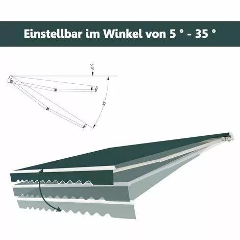 COSTWAY 360x300cm Markise Mit Kurbel, Balkonmarkise Sonnenschutz, Gelenkarmmarkise Sonnenmarkise Terrassenmarkise, Klemmmarkise Fuer Balkon Und Veranda, Gruen 4 COSTWAY 360x300cm Markise Mit Kurbel, Balkonmarkise Sonnenschutz, Gelenkarmmarkise Sonnenmarkise Terrassenmarkise, Klemmmarkise Fuer Balkon Und Veranda, Gruen – Bild 4