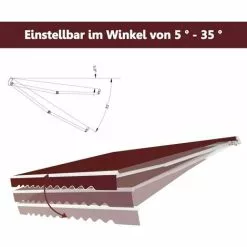 COSTWAY Markise Mit Kurbel, Balkonmarkise Sonnenschutz, Gelenkarmmarkise Sonnenmarkise Terrassenmarkise, Klemmmarkise Fuer Balkon Und Veranda 300x250cm, Weinrot -Günstiges Partyzelte, Pergolas & Pavillons Geschäft 24837265 4