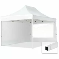 PROFIZELT24 3x4,5 M Faltpavillon TOOLPORT, ECONOMY Stahl 30m, Seitenteile Mit Panoramafenstern, Weiß