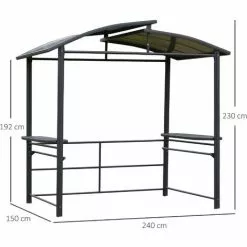 Outsunny® Grill Pavillon Mit Flammschutzdach BBQ-Pavillon Mit 2 Ablagen Stahl PC Dunkelgrau -Günstiges Partyzelte, Pergolas & Pavillons Geschäft 29083099 3