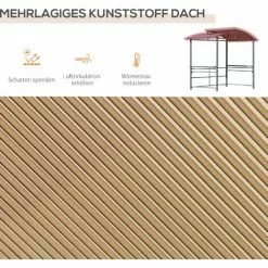Outsunny® Grill Pavillon Mit Flammschutzdach BBQ-Pavillon Mit 2 Ablagen Stahl PC Dunkelgrau -Günstiges Partyzelte, Pergolas & Pavillons Geschäft 29083099 4