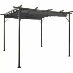 Pergola Mit Ausziehbarem Dach Anthrazit 3x3 M Stahl 180 G/m² VidaXL