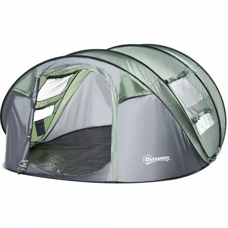 Outsunny Zelt Für 4-5 Personen Campingzelt Mit Heringen Kuppelzelt Polyester B3 Gitter Glasfaser Dunkelgrün+Grau 263,5 X 220 X 123 Cm 1 Outsunny Zelt Für 4-5 Personen Campingzelt Mit Heringen Kuppelzelt Polyester B3 Gitter Glasfaser Dunkelgrün+Grau 263,5 X 220 X 123 Cm